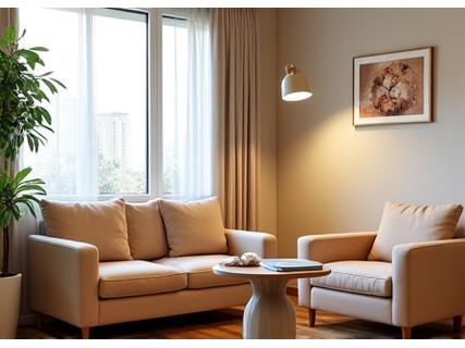 아늑한 카페 좌석 공간: 편안한 의자와 소파